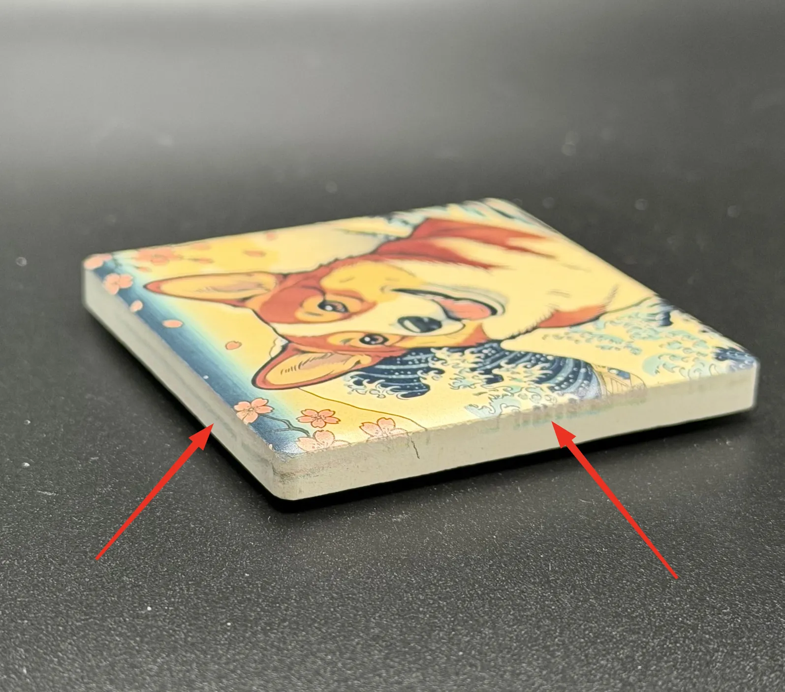 Ink overspray on magnet edges
